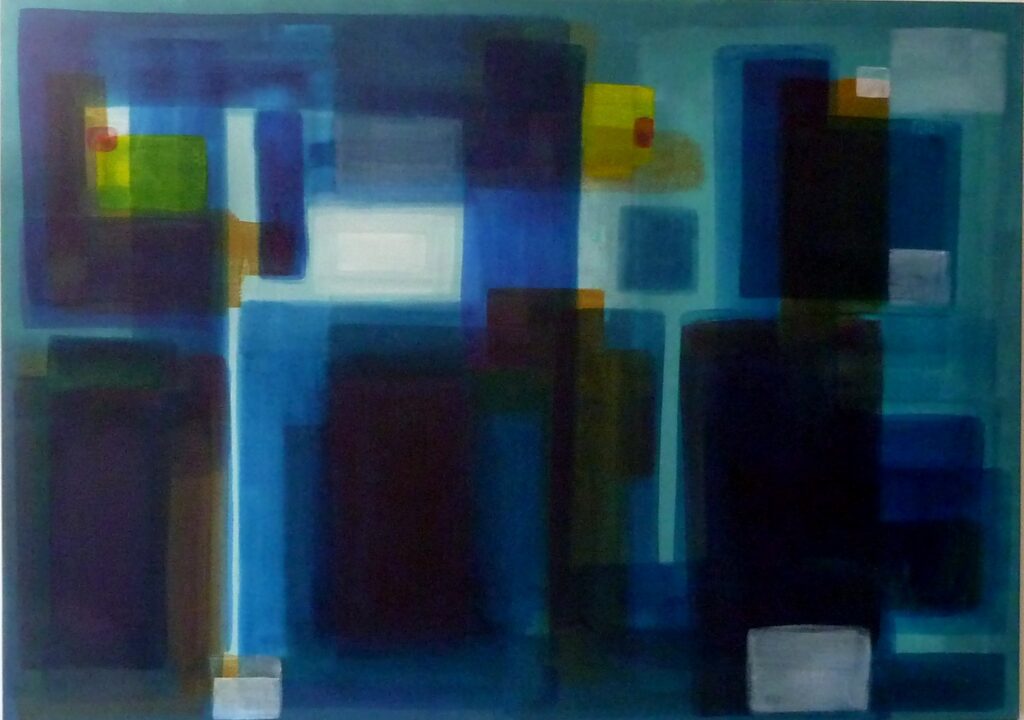 "etwas in Blau II", Acryl, 100 x 140 cm (Auftragsmalerei, verkauft)