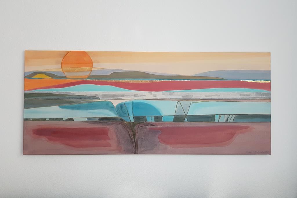 Goldstreifen am Horizont, Acryl auf Keilrahmen (50 x 120 cm) November 2020