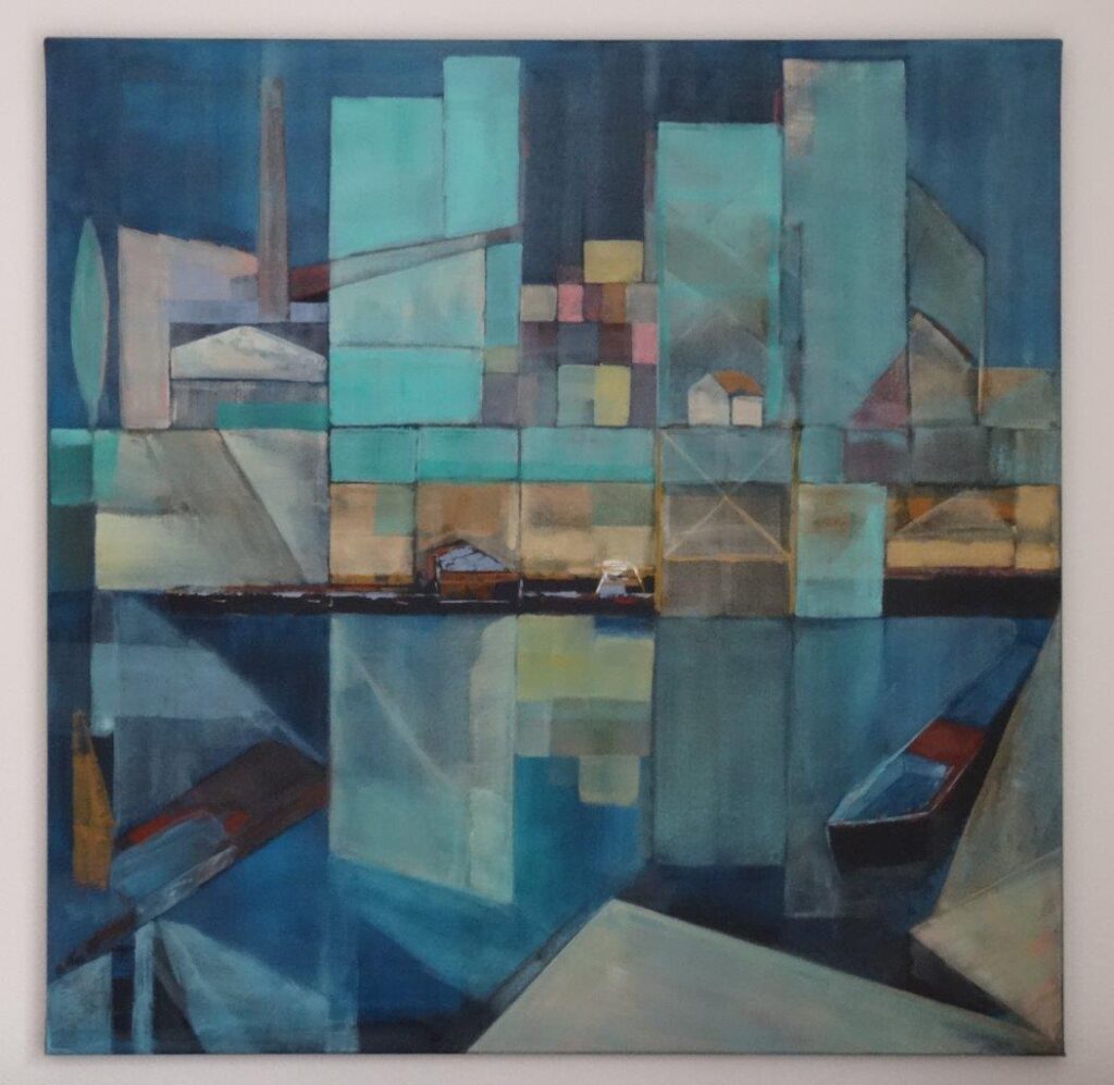 Rheinhafen Basel / Acryl auf Keilrahmen (97 x 97cm) Februar 2016 / ***verkauft***