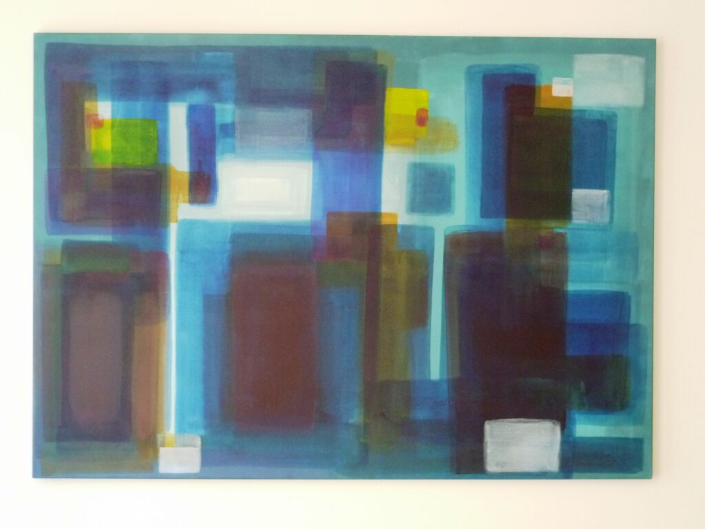 "etwas in Blau I", Acryl, 100 x 140 cm (Auftragsmalerei, verkauft)